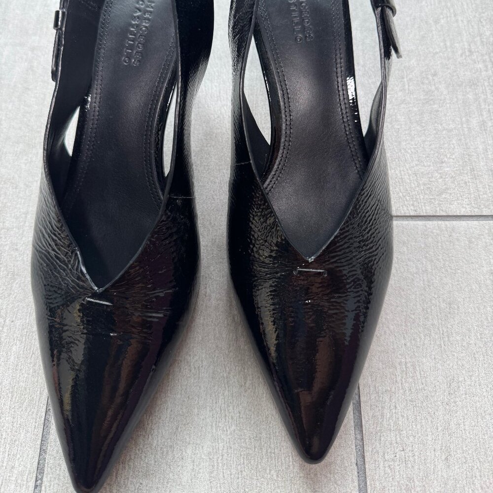 MERCEDES CASTILLO PATENT LEATHEE SLING BACK BLACK SIZE 39.5